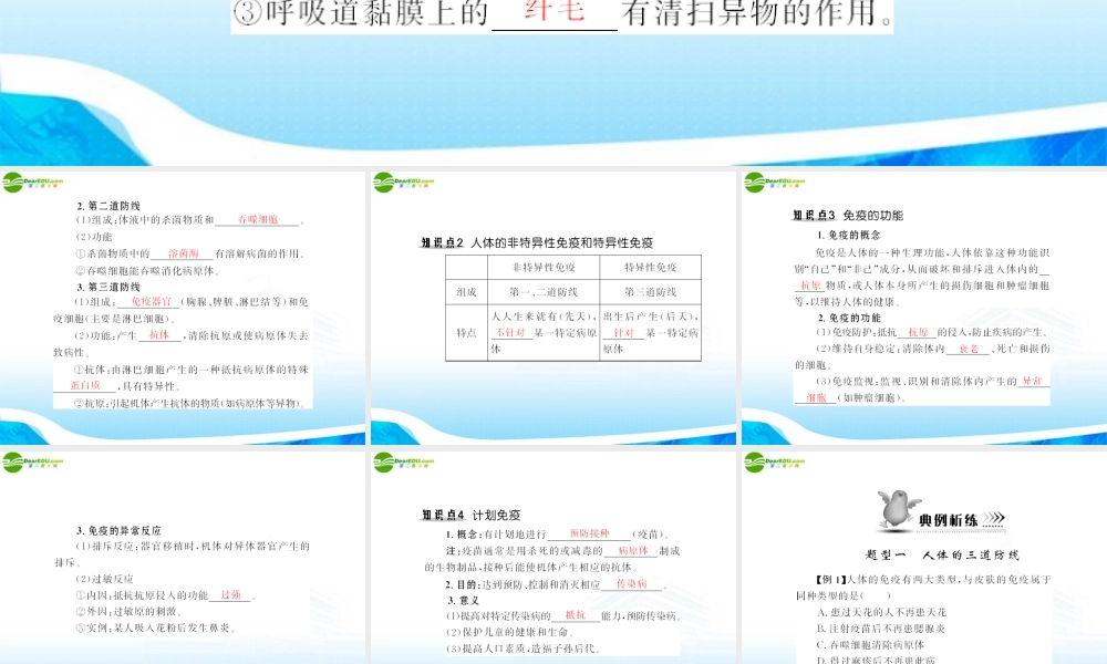 (随堂优化训练)八年级生物下册 第八单元 第一章 第二节 免疫与计划免疫 配套课件 人教新课标版 课件