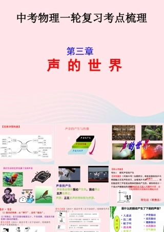 中考物理一轮复习 第三章 声音的世界考点梳理课件 沪科版 中考物理一轮复习 第三章 声音的世界考点梳理课件 沪科版