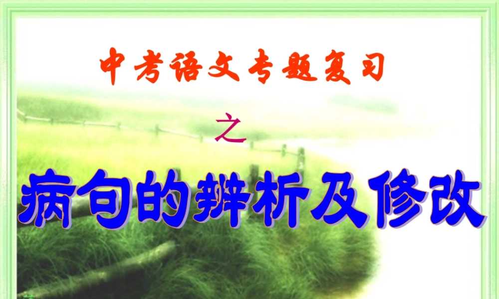 中考语文复习课件 病句的辨析及修改 课件