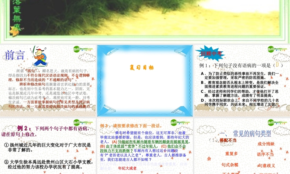 中考语文复习课件 病句的辨析及修改 课件