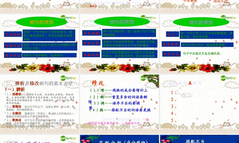 中考语文复习课件 病句的辨析及修改 课件