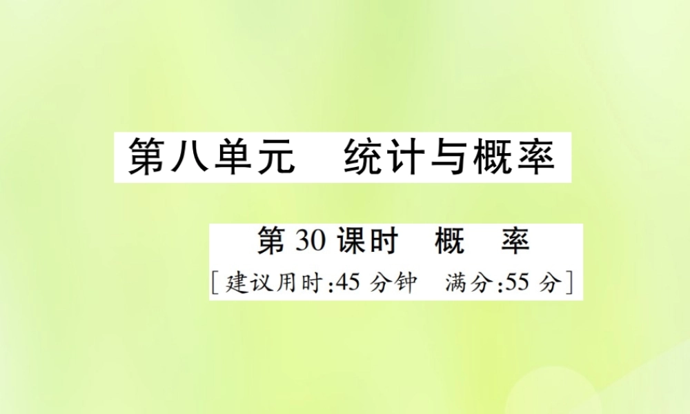 中考数学总复习 第八单元 统计与概率 第30课时 概率(高效集训本)课件