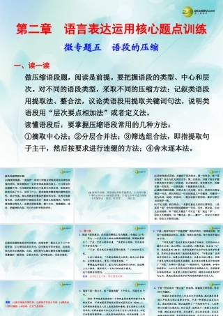 (浙江专用)高考语文二轮复习 考前三个月 第二部分  第二章  微专题五 语段的压缩配套课件