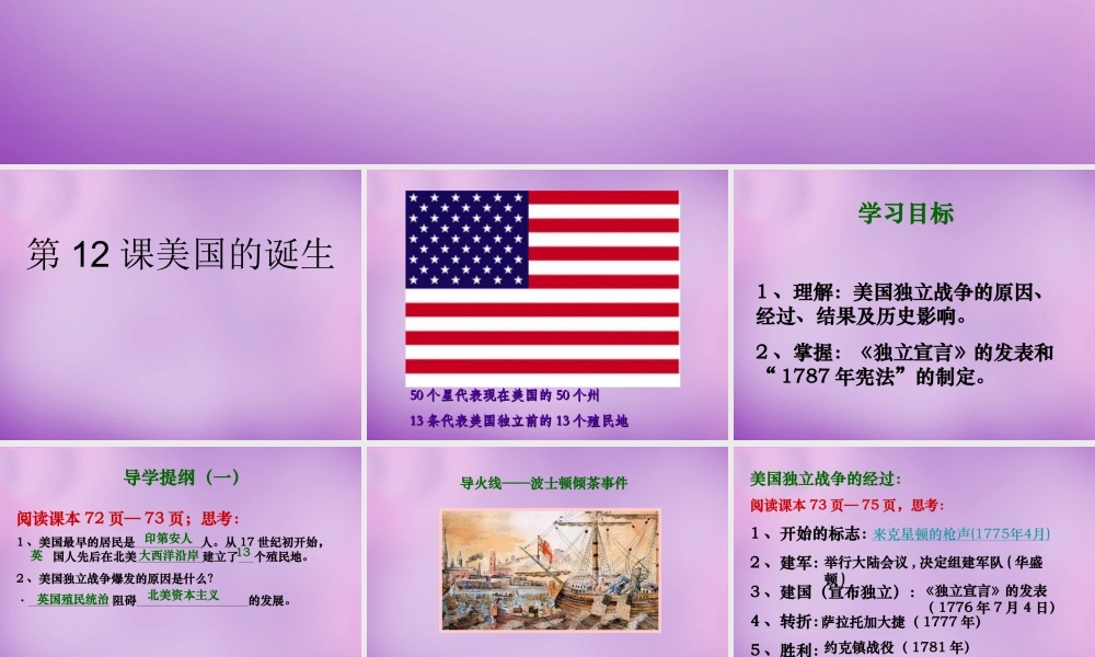 九年级历史上册 12 美国的诞生课件 新人教版 课件