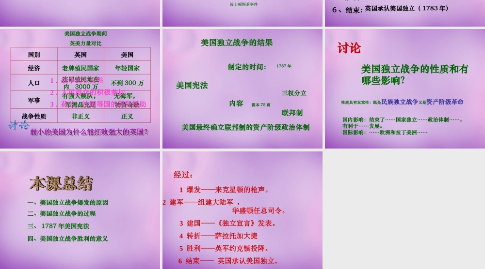九年级历史上册 12 美国的诞生课件 新人教版 课件