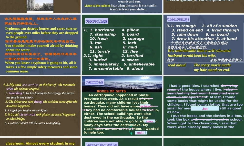Unit10 Frightening nature workbook 人教版 课件