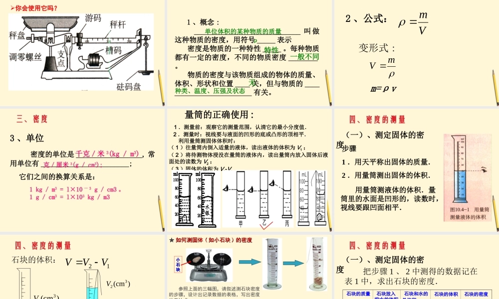 中考物理 质量密度复习课件 人教新课标版 课件