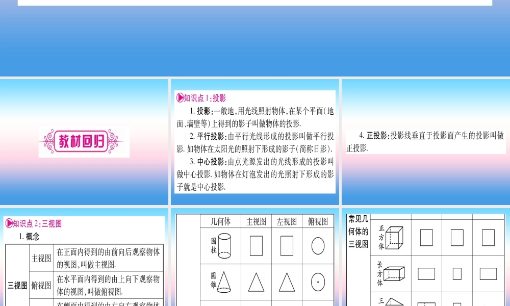 (贵州专版)中考数学总复习 第一轮 考点系统复习 第7章 图形与变换 第2节 投影与视图课件