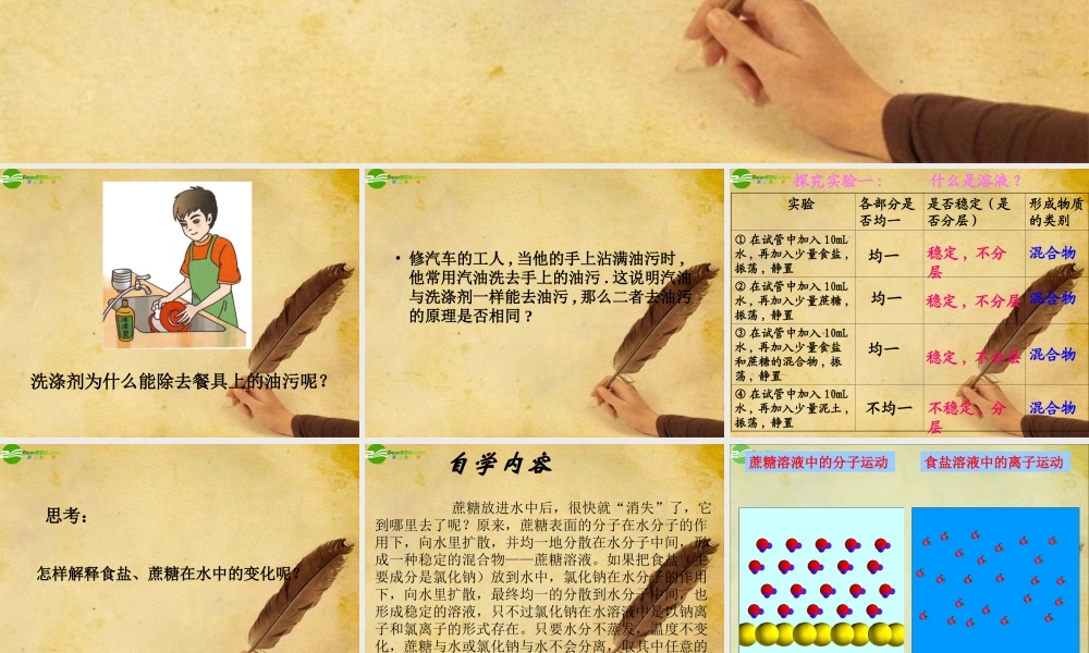 九年级化学下册(溶液的形成)(第1课时)课件 人教新课标版 课件