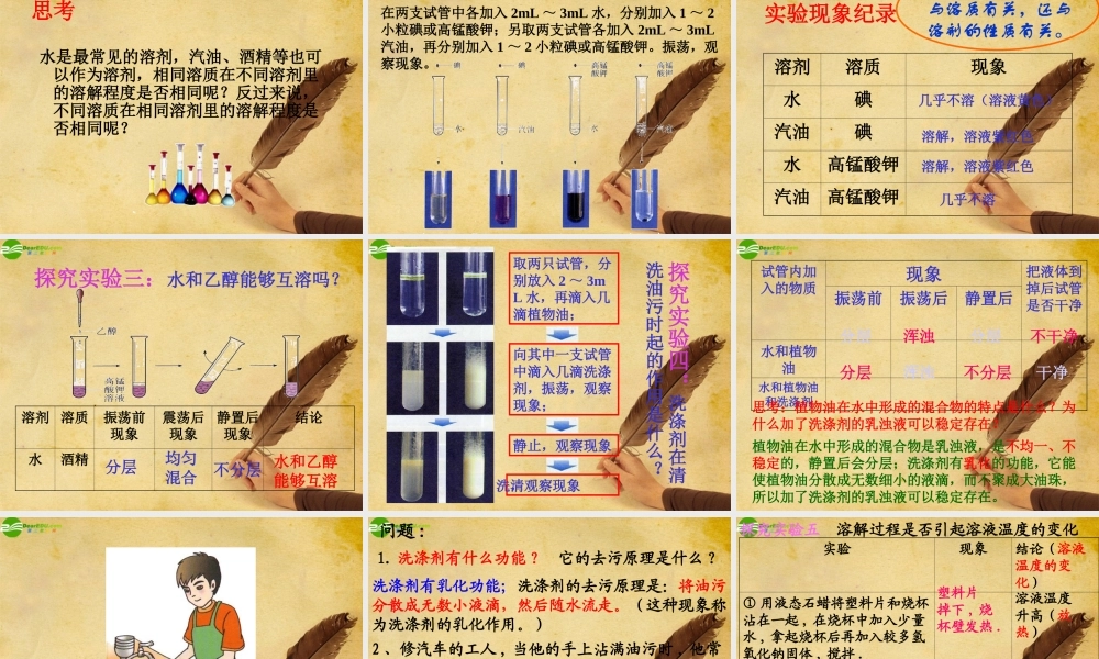 九年级化学下册(溶液的形成)(第1课时)课件 人教新课标版 课件