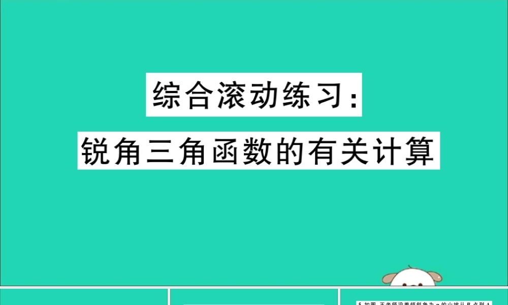 (湖北专用)九年级数学下册 综合滚动练习 锐角三角函数的有关计算习题讲评课件 (新版)新人教版 课件