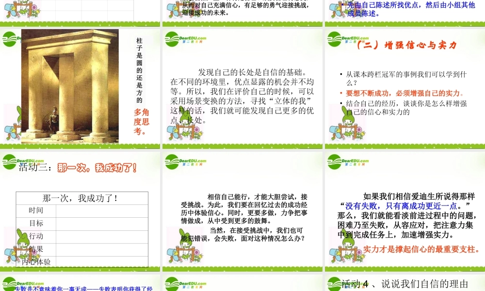 七年级政治下册：第二课(扬起自信的风帆)第三框课件(人教新课标版) 课件