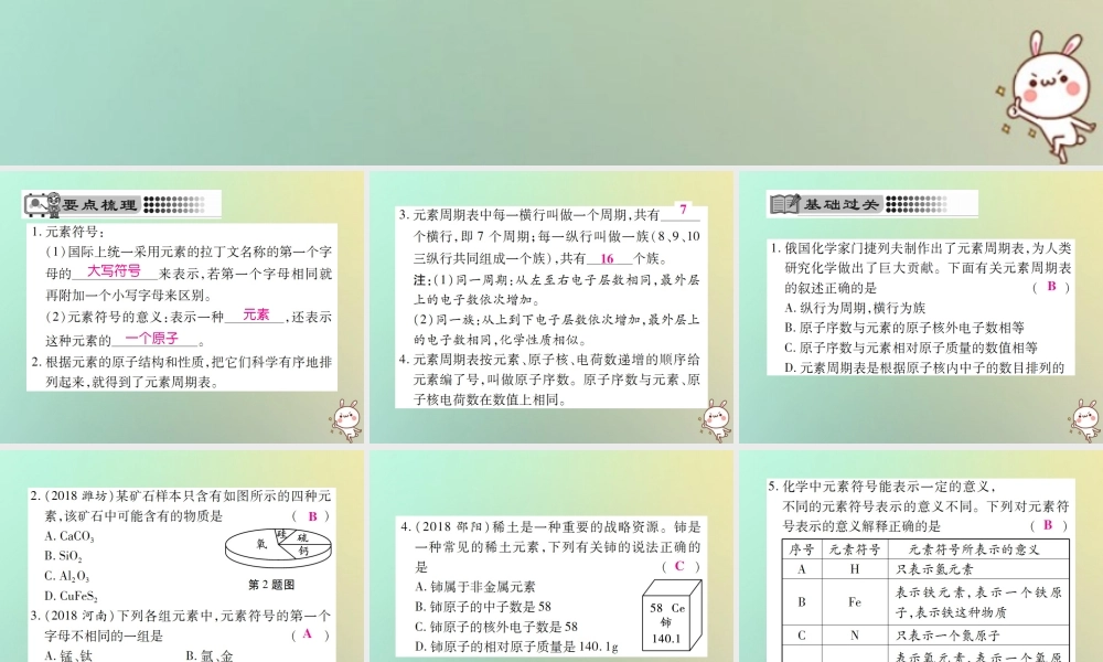 九年级化学上册 第三单元 物质构成的奥秘 课题3 元素 第2课时 元素符号 元素周期表课件 (新版)新人教版 课件