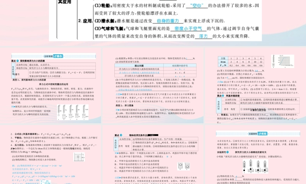 中考物理总复习 八下 第10讲 浮力课件