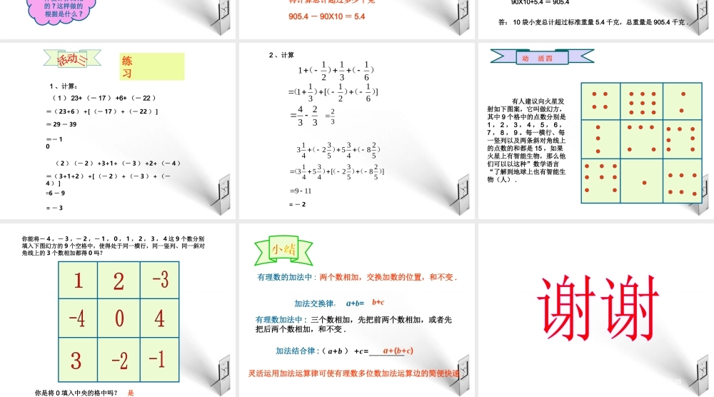 七年级数学上册 有理数加法课件 人教新课标版 课件