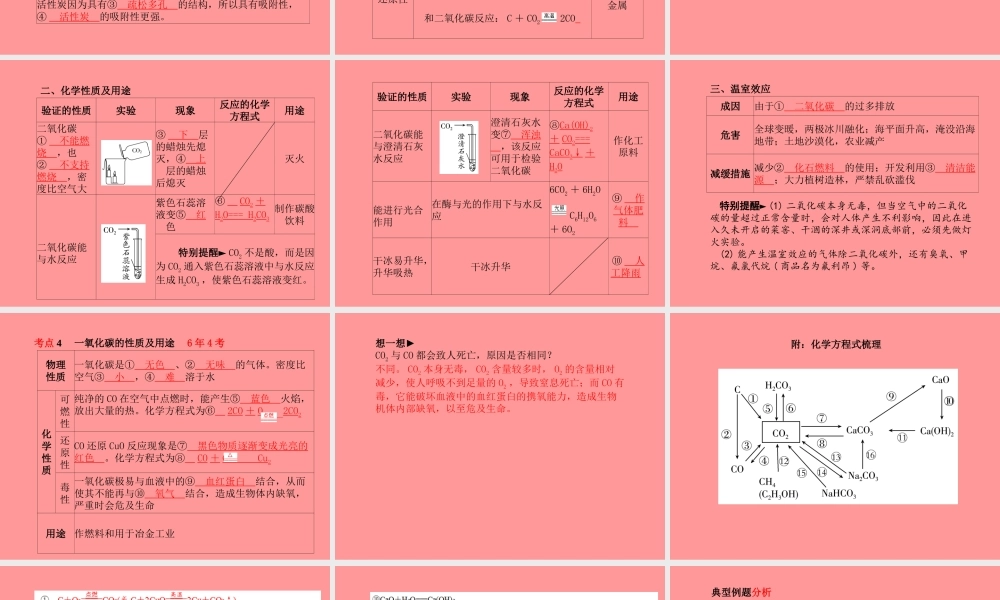 (临沂专版)中考化学总复习 第一部分 系统复习 成绩基石 第六单元 碳和碳的氧化物课件 新人教版 课件