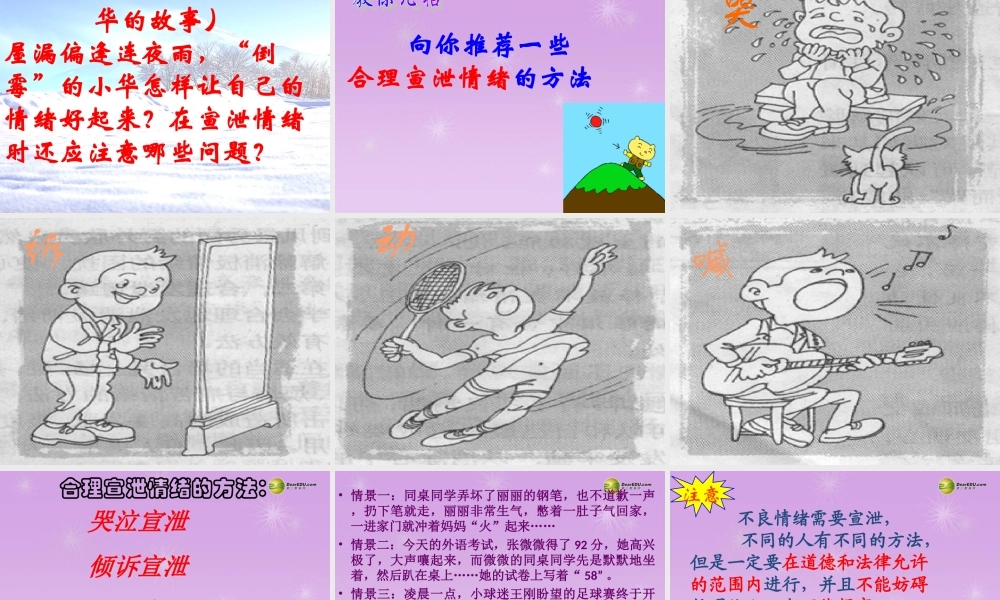 七年级政治下册 第十三课 让快乐时时围绕在我身边 第二框调节和控制好自己的情绪课件 鲁教版 课件