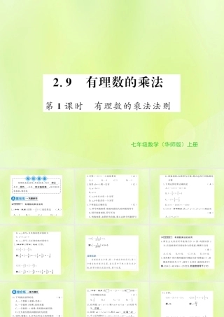 七年级数学上册 第2章 有理数 2.9 有理数的乘法 第1课时 有理数的乘法法则习题课件 (新版)华东师大版 课件