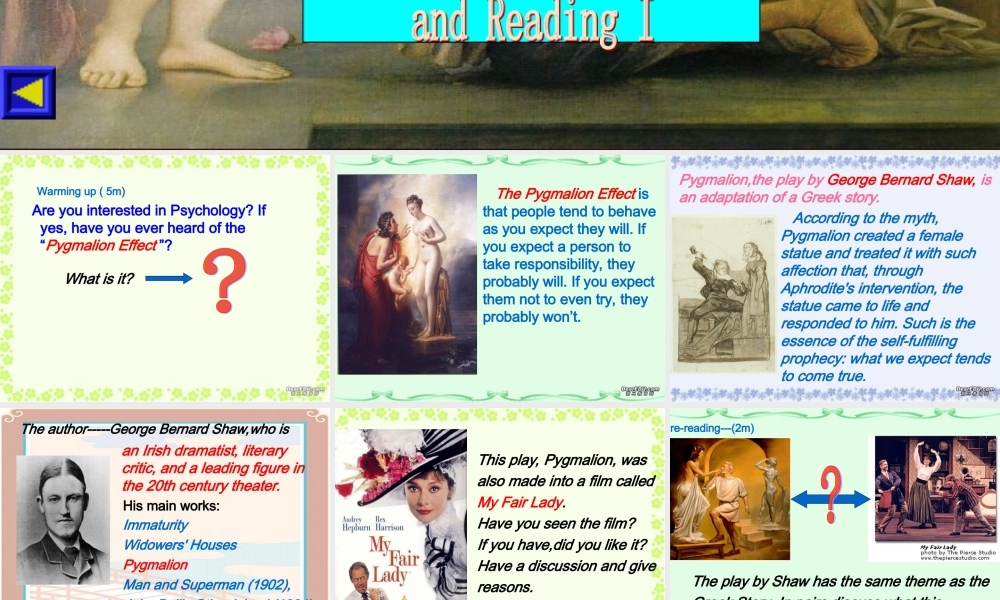 Unit4 Pygmalion reading  0 课件