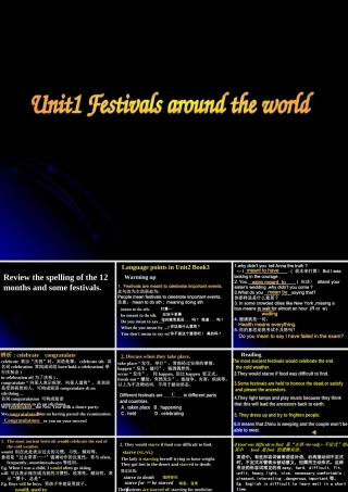 Unit1 Festivals around the world 广东地区高三英语第三模块Unit1 Festivals around the world课件(附flash)新课标 人教版 广东地区高三英语第三模块Unit1 Festivals around the world课件(附flash)新课标 人教版