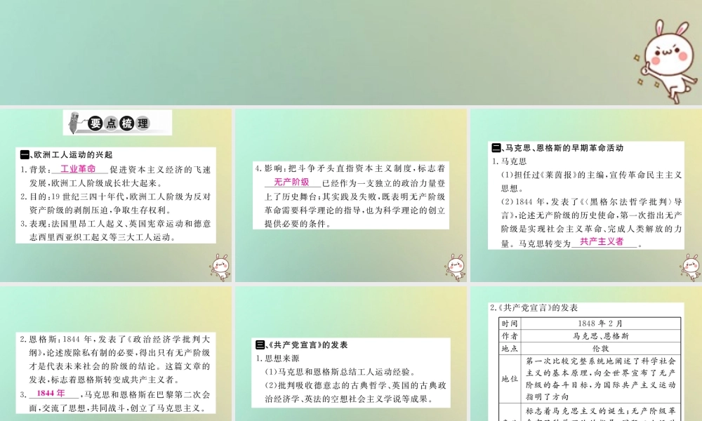 九年级历史上册 第七单元 工业革命、马克思主义的诞生和反殖民斗争 第19课 马克思主义的诞生习题课件 川教版 课件