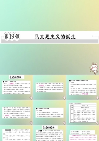 九年级历史上册 第七单元 工业革命、马克思主义的诞生和反殖民斗争 第19课 马克思主义的诞生习题课件 川教版 课件