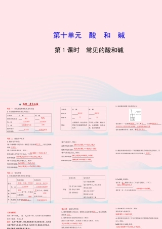 九年级化学下册 第十单元 酸和碱 第1课时常见的酸和碱课件 (新版)新人教版 课件