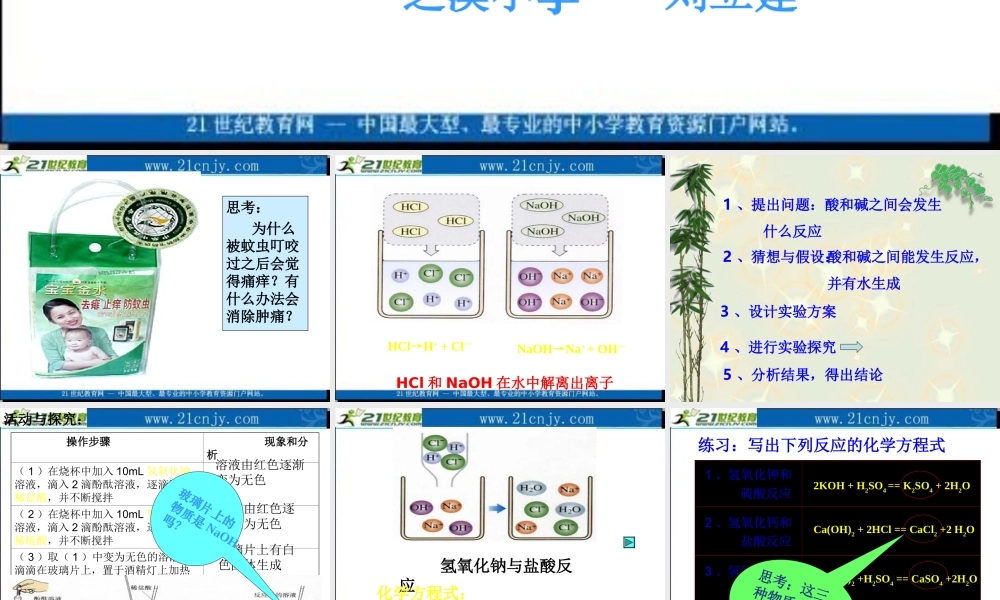 九年级化学酸和碱之间会发生什么反应课件人教版 课件