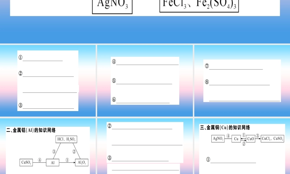 (江西专版)九年级化学下册 第八单元 金属和金属材料 化学方程式梳理习题课件 (新版)新人教版 课件