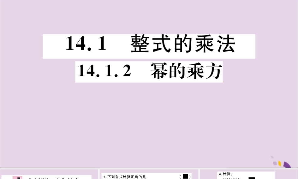 (通用)秋八年级数学上册 14.1 整式的乘法 14.1.2 幂的乘方习题讲评课件 (新版)新人教版 课件