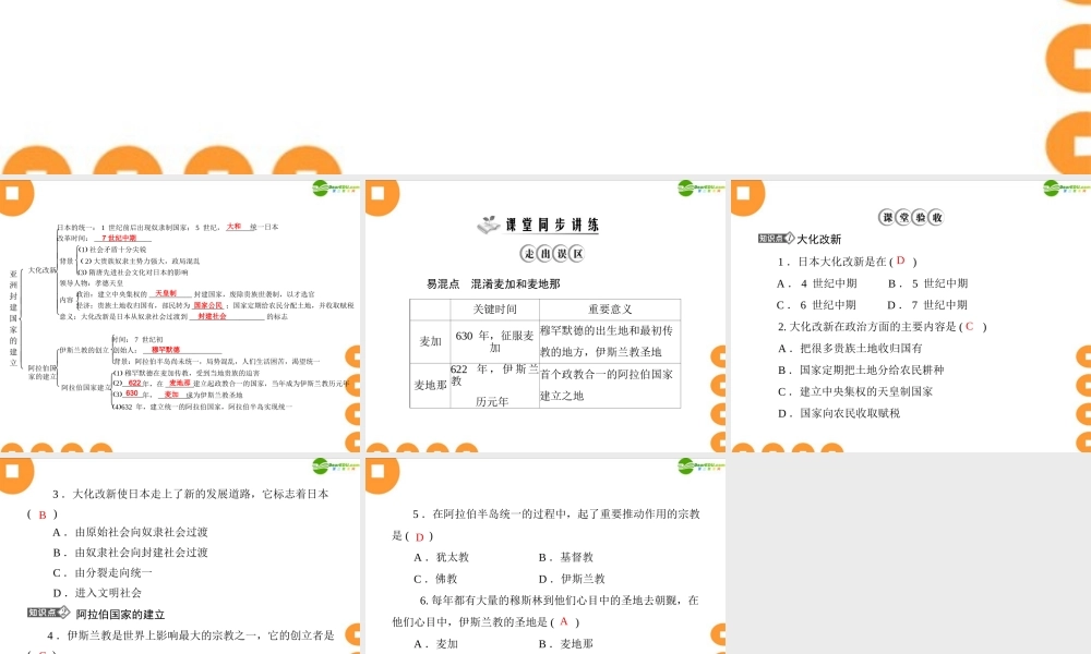 九年级历史上册 第二单元 第4课 亚洲封建国家的建立 配套课件 人教新课标版 课件