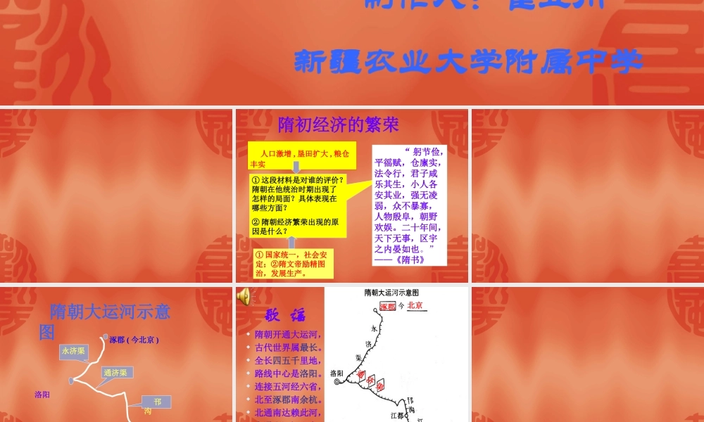 七年级历史下第1课 繁盛一时的隋朝 课件 七年级历史第一单元 繁荣与开放的社会 全套课件