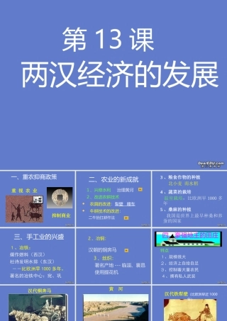 七年级历史第13课两汉经济的发展课件 人教版 课件