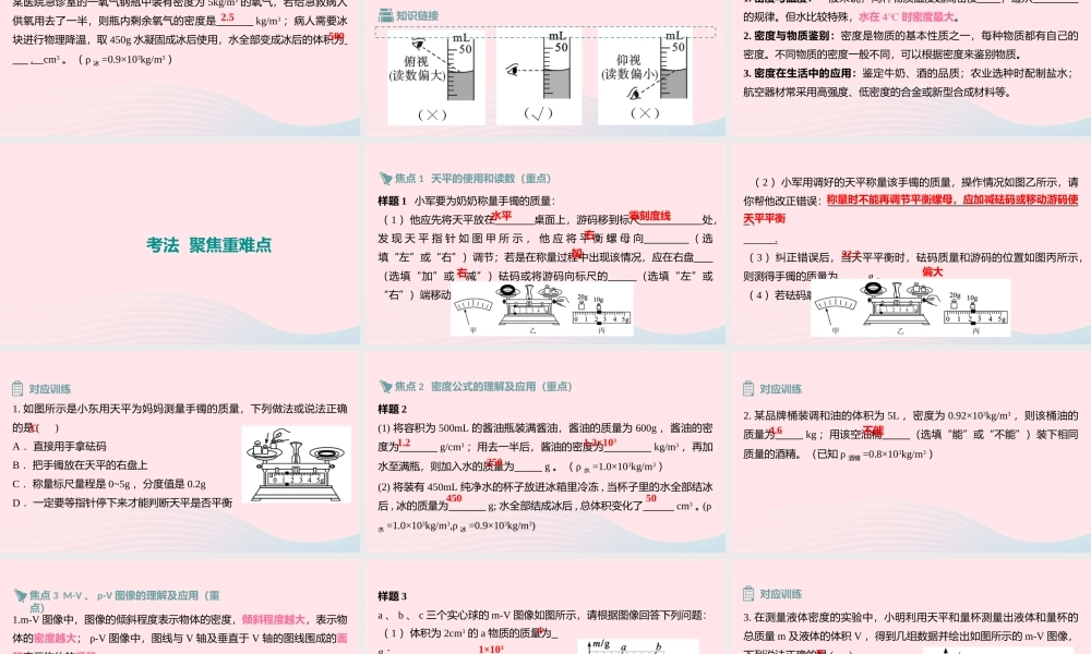 中考物理一轮夺分复习 第三主题 力学 第7讲 质量与密度课件