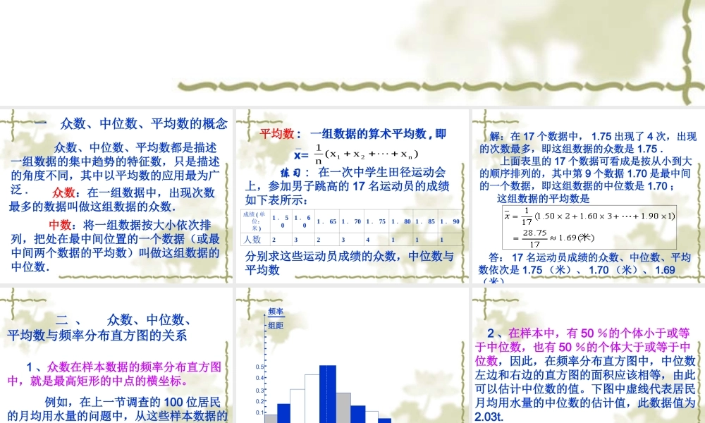 222-1众数、中位数、平均数1 13周课件