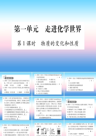 (甘肃专用)中考化学 第1单元 走进化学世界 第1课时 物质的变化和性质(提分精练)课件