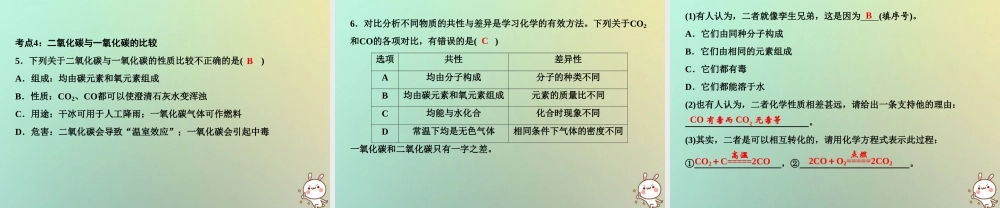 九年级化学上册 第6单元 碳和碳的氧化物单元小结六作业课件 (新版)新人教版 课件