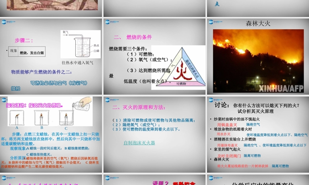 九年级化学上册 第7单元 课题1 燃烧和灭火课件 (新版)新人教版 课件