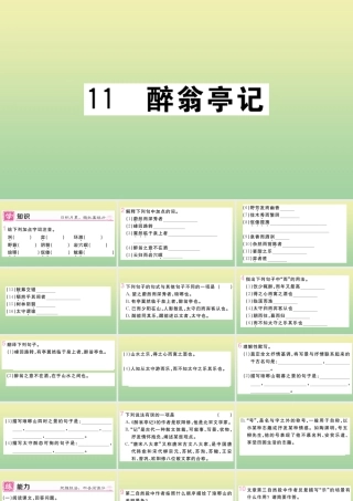 (黄冈专版)九年级语文上册 第三单元 11 醉翁亭记作业课件 新人教版 课件