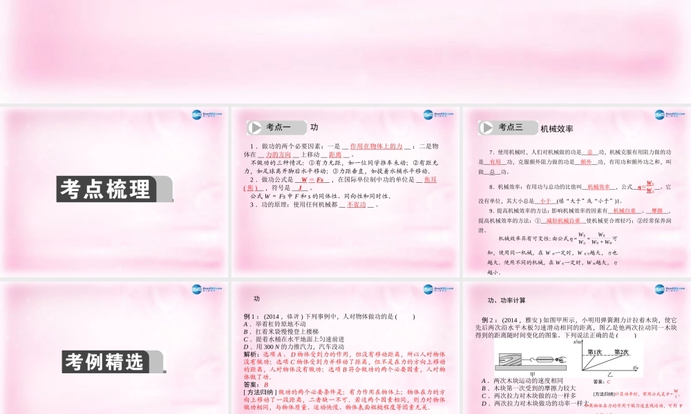 中考物理总复习 第13讲 功 功率 机械效率课件 新人教版 课件