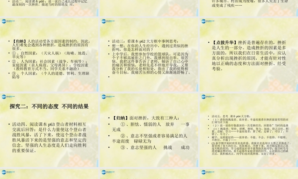 七年级政治下册 第五课 第一框 人生难免有挫折课件 新人教版 课件