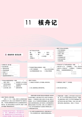 (河南专版)八年级语文下册 第三单元 11 核舟记习题课件 新人教版 课件