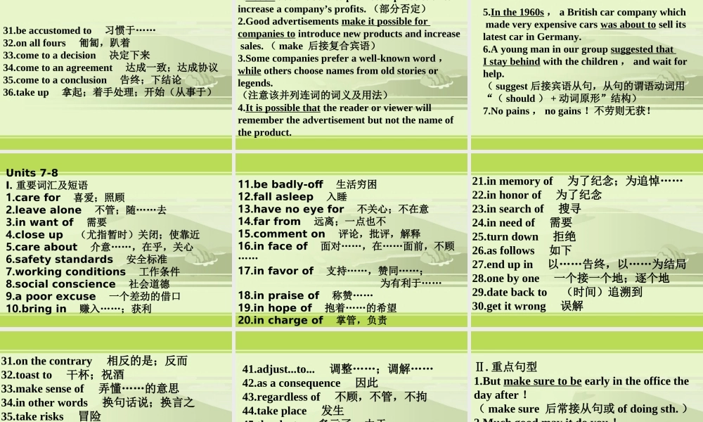 Unit1-Unit10高三英语组句型总汇课件 新课标 人教版 课件