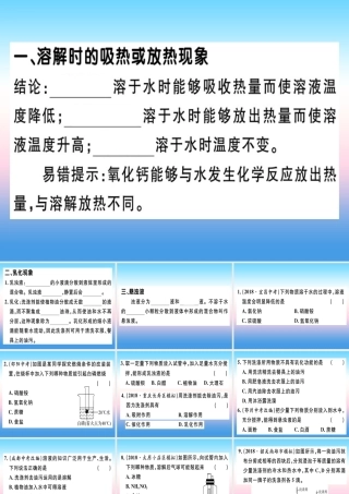九年级化学下册 第九单元 溶液 课题1 第2课时 溶解时的热量变化及乳化现象习题课件 新人教版 课件