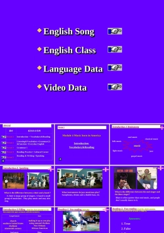 Module 4 Music Born in America共5课时[TY]ppt 新课标外研英语选修七全部课件二
