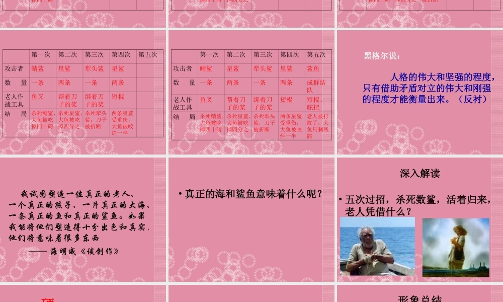中考语文 老人与海复习课件 新人教版 课件