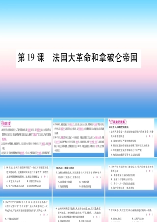 九年级历史上册 第6单元 资本主义制度的初步确立 第19课 法国大革命和拿破仑帝国习题课件 新人教版 课件