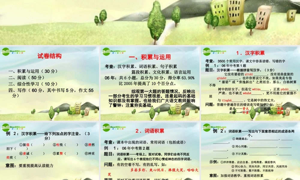 中考语文 复习讲课稿课件 新人教版 课件