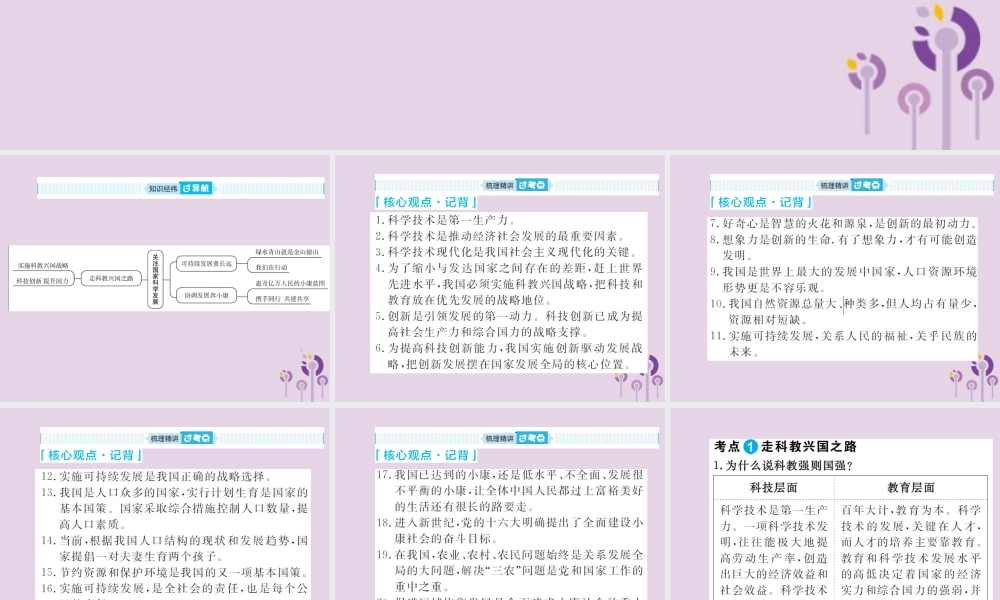 中考道德与法治总复习 九下 第六单元 关注国家科学发展课件