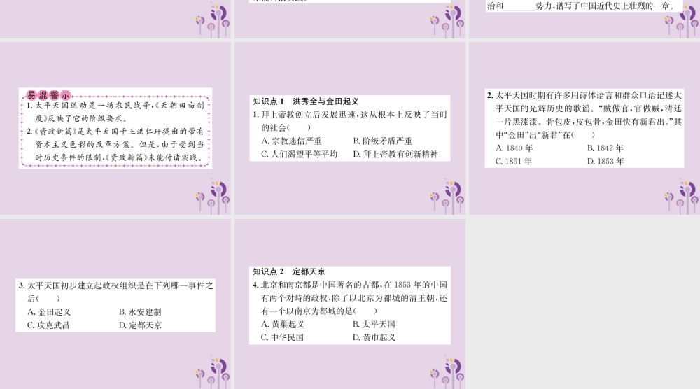 (河南专版)八年级历史上册 第一单元 中国开始沦为半殖民地半封建社会 第3课 太平天国运动课件 新人教版 课件